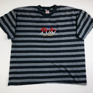 Polo USA Sport TND Vintage Single Stitch Striped Crew Neck T Shirt Men's 2XL
